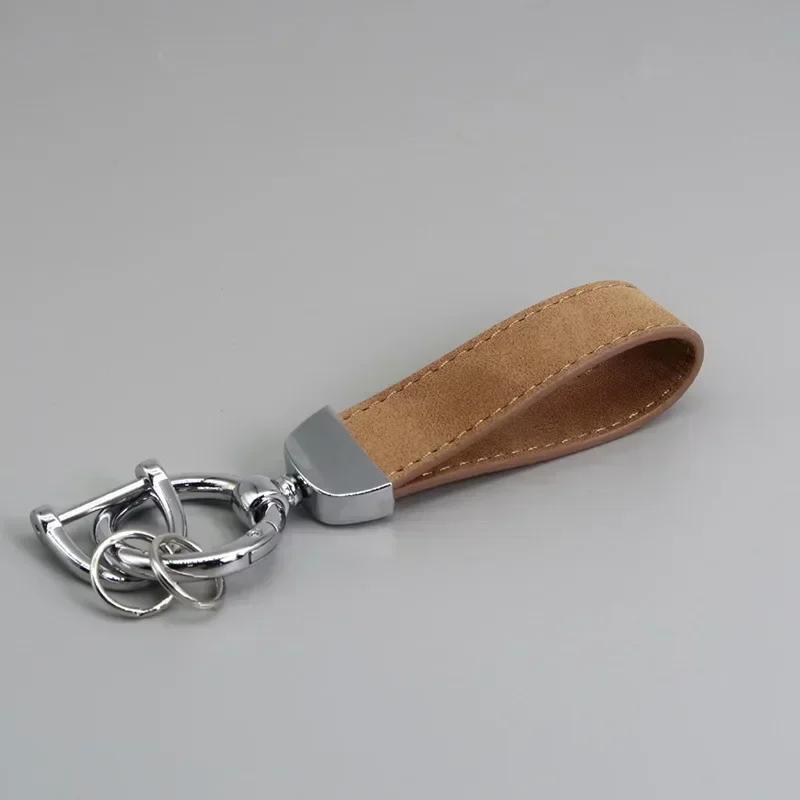 Custom LOGO Suede Leather Keychain Vintage Laser Engrave Car Key Ring Holder for Men and Women Personalized Key Chains Ring