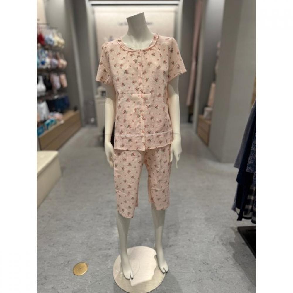 Triumph 100  Cotton Mini Ripple Blueberry Half Sleeve Couples Pajama Set Tempj21