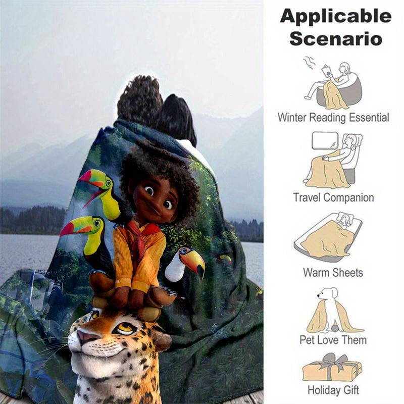 1pc, Jungle Adventure: Discover Our Vibrant Animal Print Blanket Perfect for Home Decor, Couch Cover, Outdoor Use, Travel, Camping