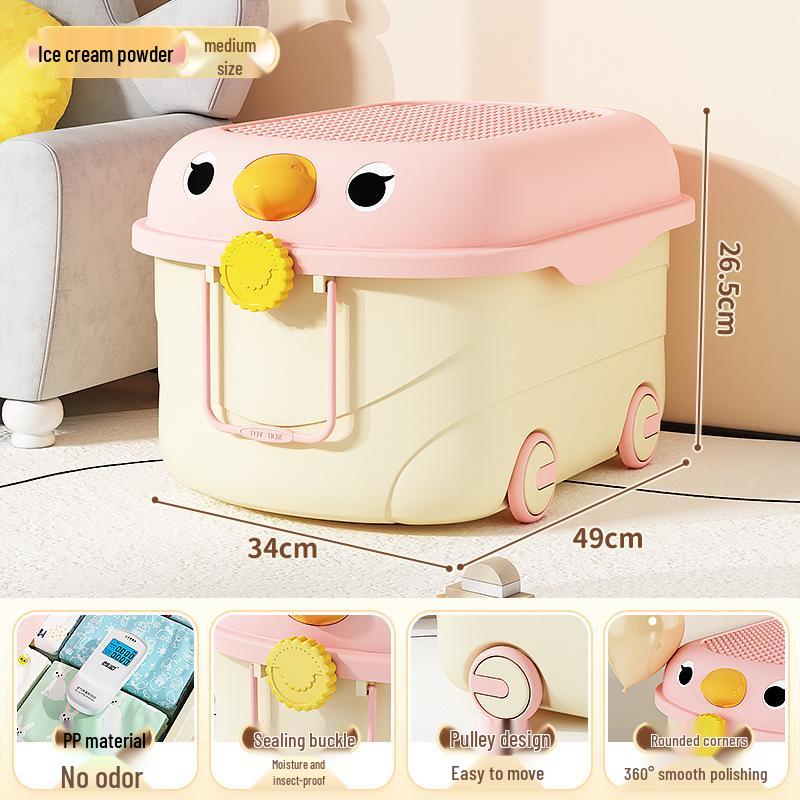 Kids' Large Capacity Plastic Storage Box for Toys, Snacks & Clothes