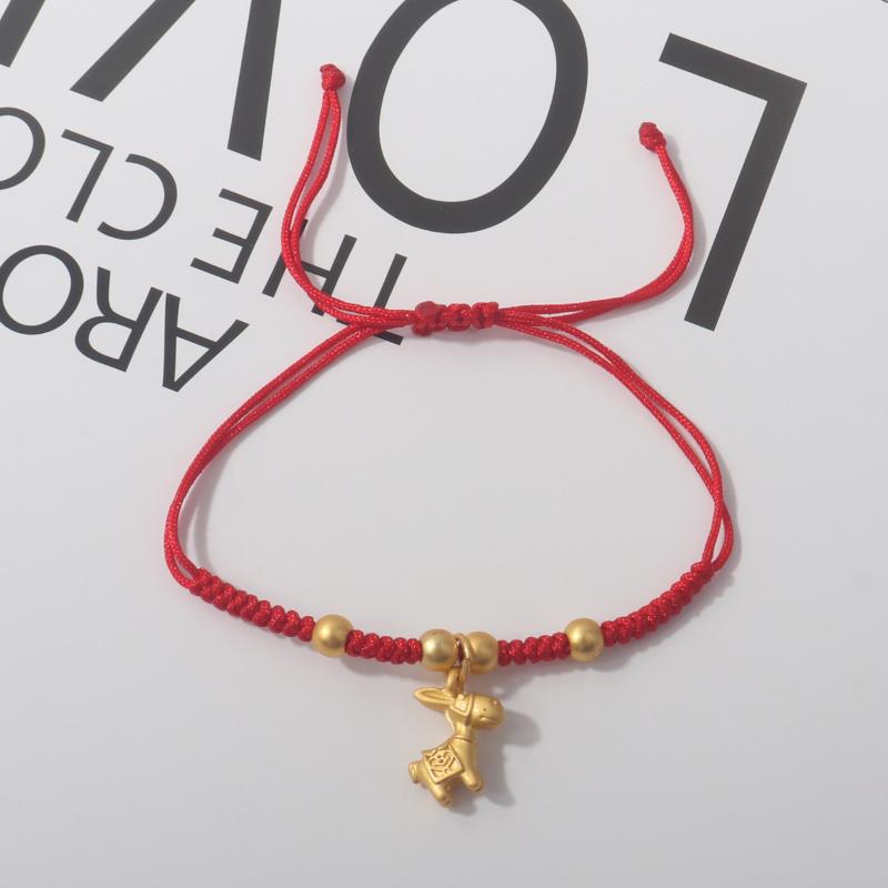 2026 Horse Year Lucky Red Rope Bracelet Chinese Style Zodiac Horse Braided Bracelet Women Fashion Jewelry