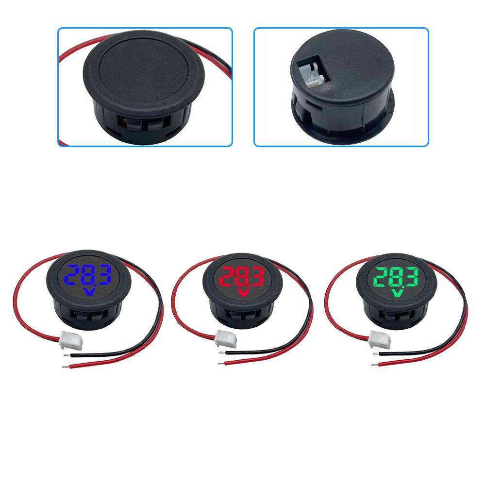 1 Pcs DC5-100V Digital Display Round 2-wire Voltmeter DC Digital Car Current Meter DC Digital Voltmeter Tool Accessories