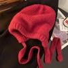 Fair Isle Style Knitted Hat For Women Retro Dual-Use Bag Hat Warm Wool Hat Earmuffs