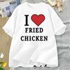 Cute I Love Fried Chicken Printed Tshirt Short Sleeve Round Neck Casual Daily Womens Tshirt Suitable for All Seasons