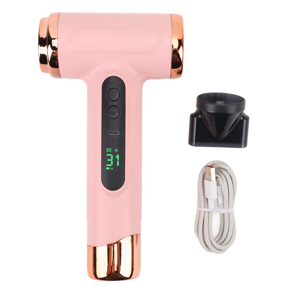 Cordless Hair Dryer 15600mAh Portable USB Rechargeable Hair Dryer with USB Charging Cold Hot Wind 200W for Students