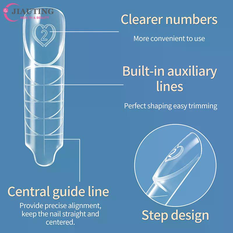Space French Dual Forms 15 Sizes Clear Reusable Dual System Molds Fake Nails For Nail Extension DIY 30/60/75/90/120/150/180Pcs
