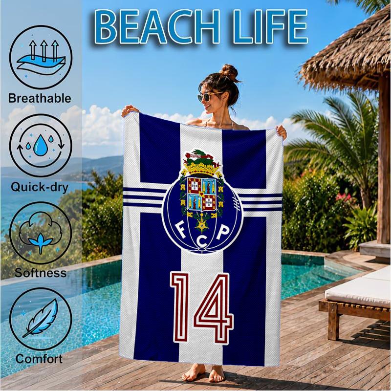 Fc Space Emblem Printed Microfiber Beach Towel, Soft And Absorbent, Quick-Dry, Ideal for Summer Travel, Beach Essential, Swimming Pool