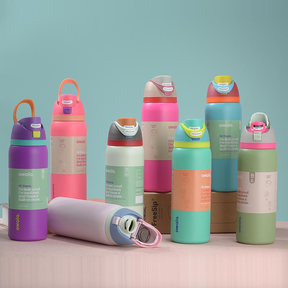 Nueva Botella de Agua Deportiva Owala para Doble Bebida: Acero Inoxidable 304, Aislado al Vacío, Portátil, Gran Capacidad, Vaso para Frutas