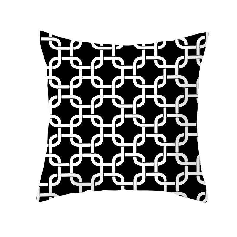 Red, Blue and Black Geometric Cushion Cover, Peach Skin Print Pillow Cover, Square Sofa Cushion, Home Textiles and Household Products