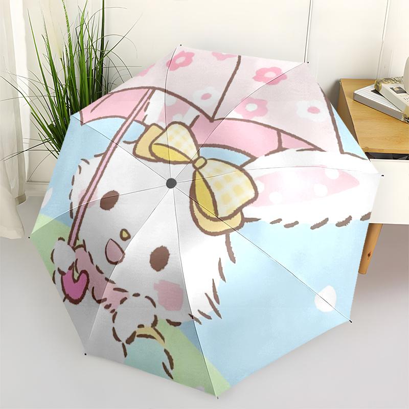 

1pc Cherry Blossom Print Automatic Opening Folding Umbrella with Polka Dots - Perfect for Fans, Travelers, Everyday Use, and Festive Gifts!T066