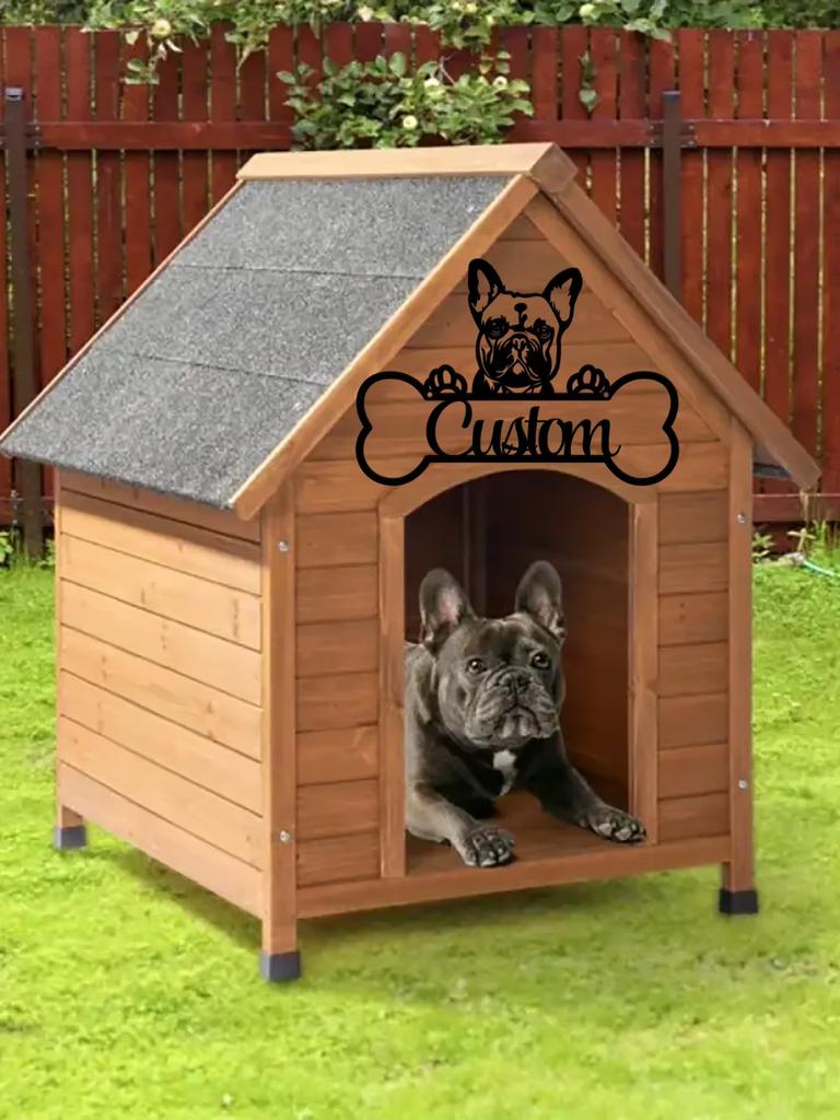 Personalized Metal Dog House Sign, Rustic Wall Decor for Pet Lovers, Unique Gift for Dog Owners, Outdoor Garden Art