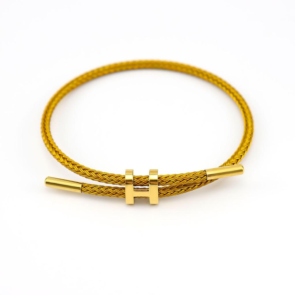 Titanová ocel 3D I-spona Vodotěsný náramek Náramek Nerezová ocel Zlatá barva Rok narození Pletené ocelové lanko Kožená šňůrka Červená šňůrka