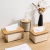 Tissue Clear Box Napkin Household Transparent Holder Paper Box With Bamboo CoverContainer Living Room Bedroom Tissue Storage Box
