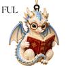 Creative Holiday Ornament for Garden Bookish Dragon Ornament, Fantasy Book Dragons Christmas Hanging Whimsical Decor Bookshelf Decoration, Acrylic