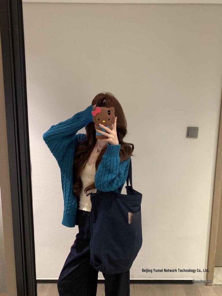 Korean Style Hooded Knit Cardigan for Women - Zipper, Loose Fit, Autumn/Winter Wear