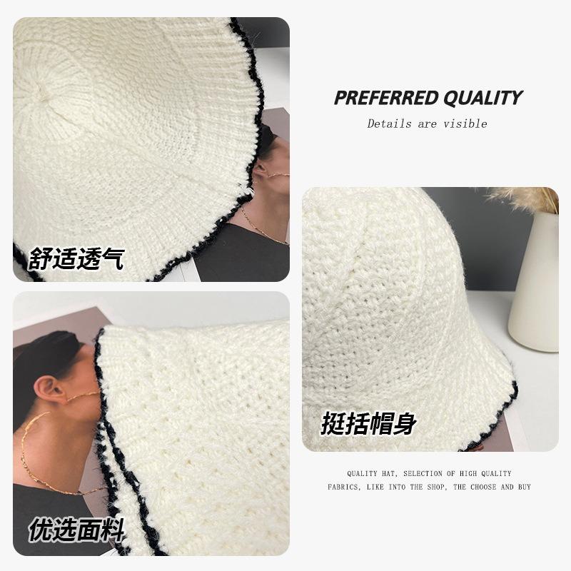 Fisherman's Hat Children's Autumn and Winter Literary Fan Knitted Wool Hat Student Warm Versatile Bucket Basin Hat