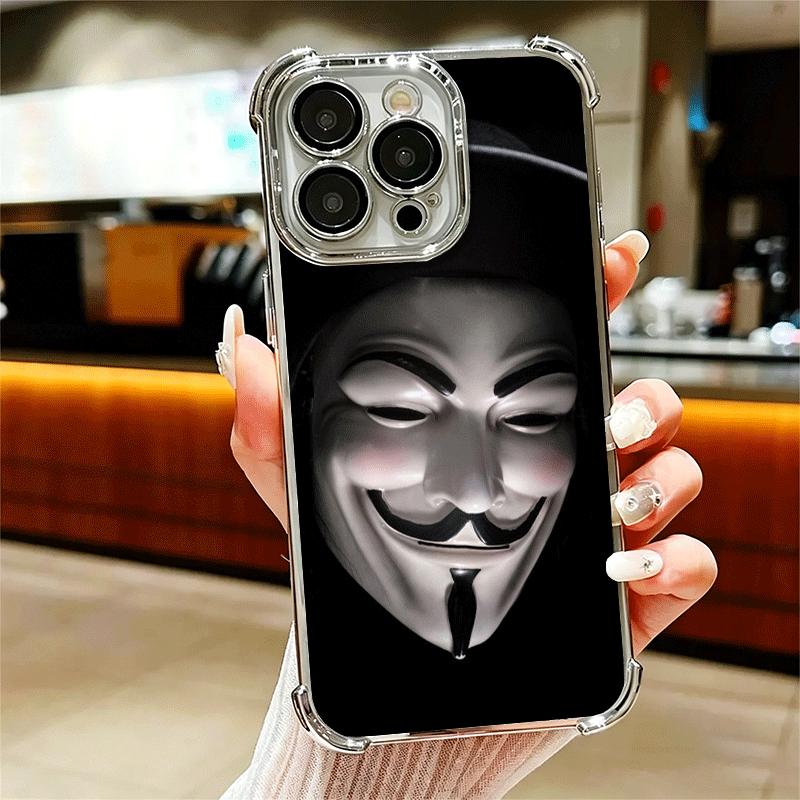 

Anonymous V Mask Plating Phone Case For Iphone 16 17 Pro Max Air 16E 14 15 Plus 12 13 Mini Anti-Fall Airabag Cover iPhone 12