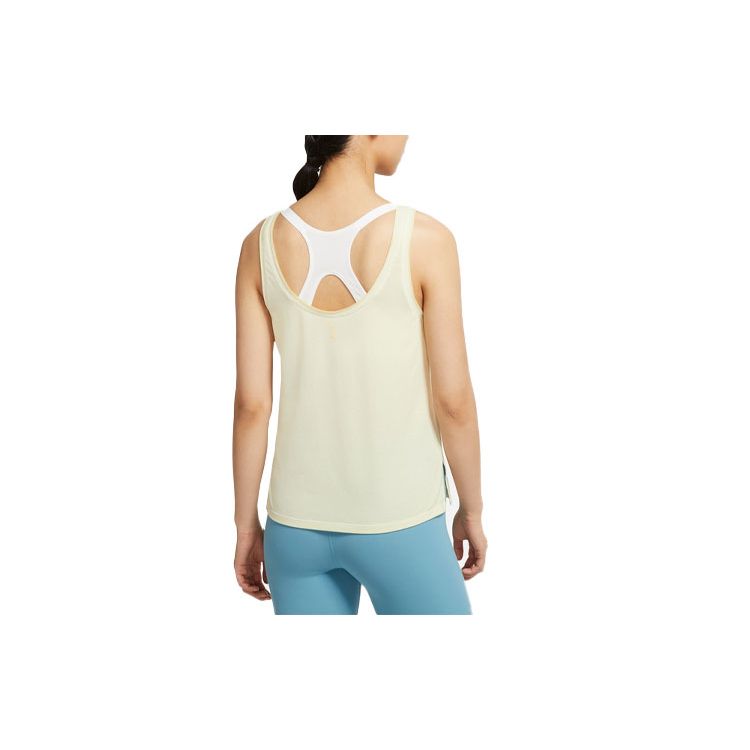 Nike Dri-Fit Unifarben Lässig Locker Sport Tanktop Damen Oberteile Blass-Vanille-Gelb DA0812-761