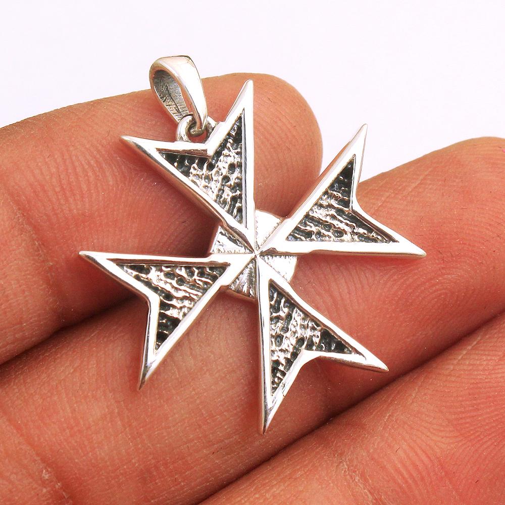 Designer Handmade Maltese Cross Pendant 925 Sterling Silver Fine Jewelry