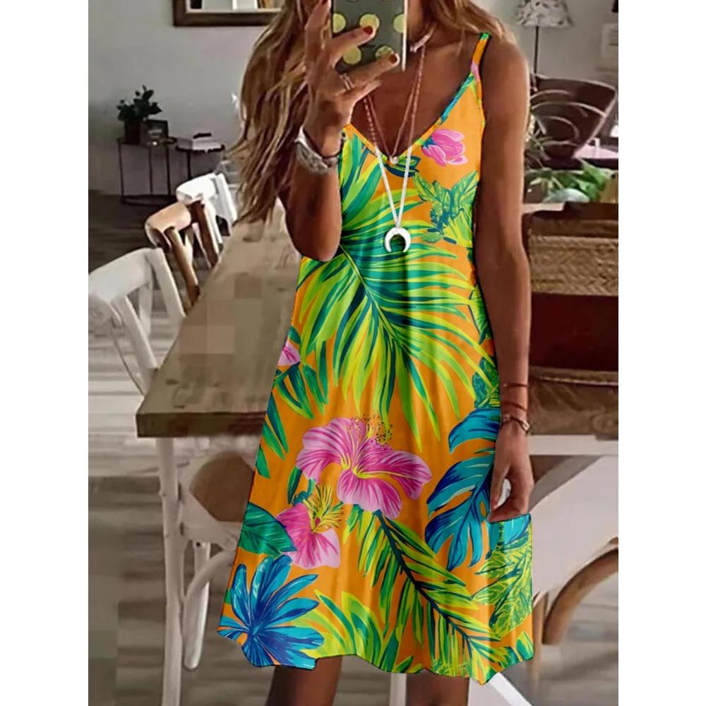 Elegante Vestito Canotta da Donna Stampato per Primavera ed Estate