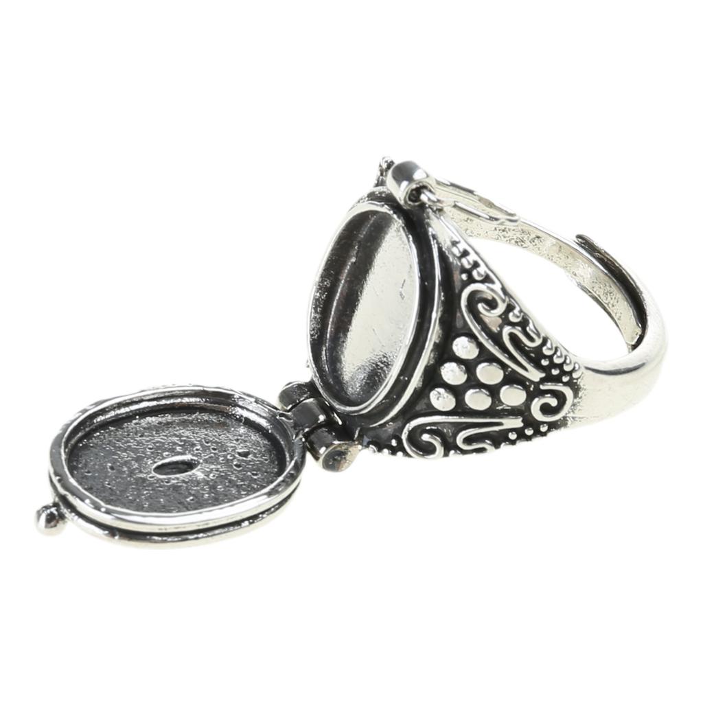 Antique Openable Gawu Box Ring Unique Jewelry Storage Container Finger Ring Adjustable Opening Ring for Men Women