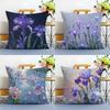 Elegant Natural Beautiful Flowers Iris Cushion Cover Linen Pillowcase Soft  for Sofa Bed Home Room Decor