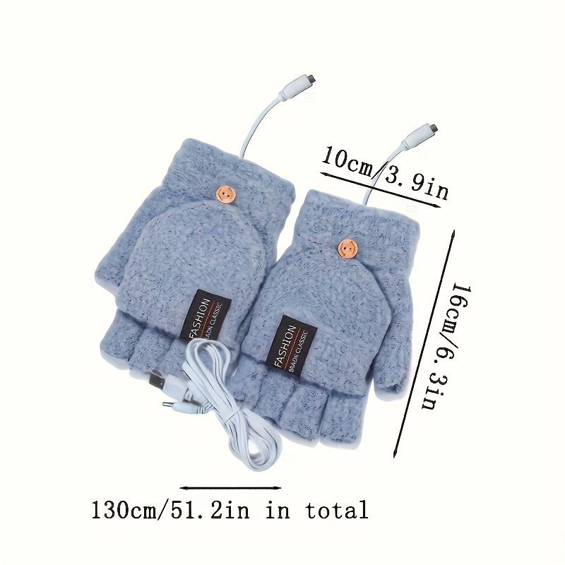 1 USB Port 5-volt Electric Heating Gloves with Flip Half-finger Design - 5-finger Back-of-hand Heating, Ideal for Winter Office Use with Computers