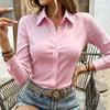 TIFICY Blusas y camisas de cuello tipo polo de manga larga con estampado de colores sólidos informales de moda para mujer para primavera y otoño