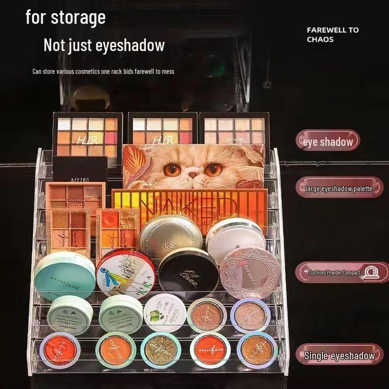 Acrylic Badge Display Stand with Tiered Transparent Storage Shelves