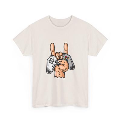 Gamer Hand Rock On T-Shirt | Videospiel-Controller Grafikshirt, Cooles T-Shirt, Baumwolle