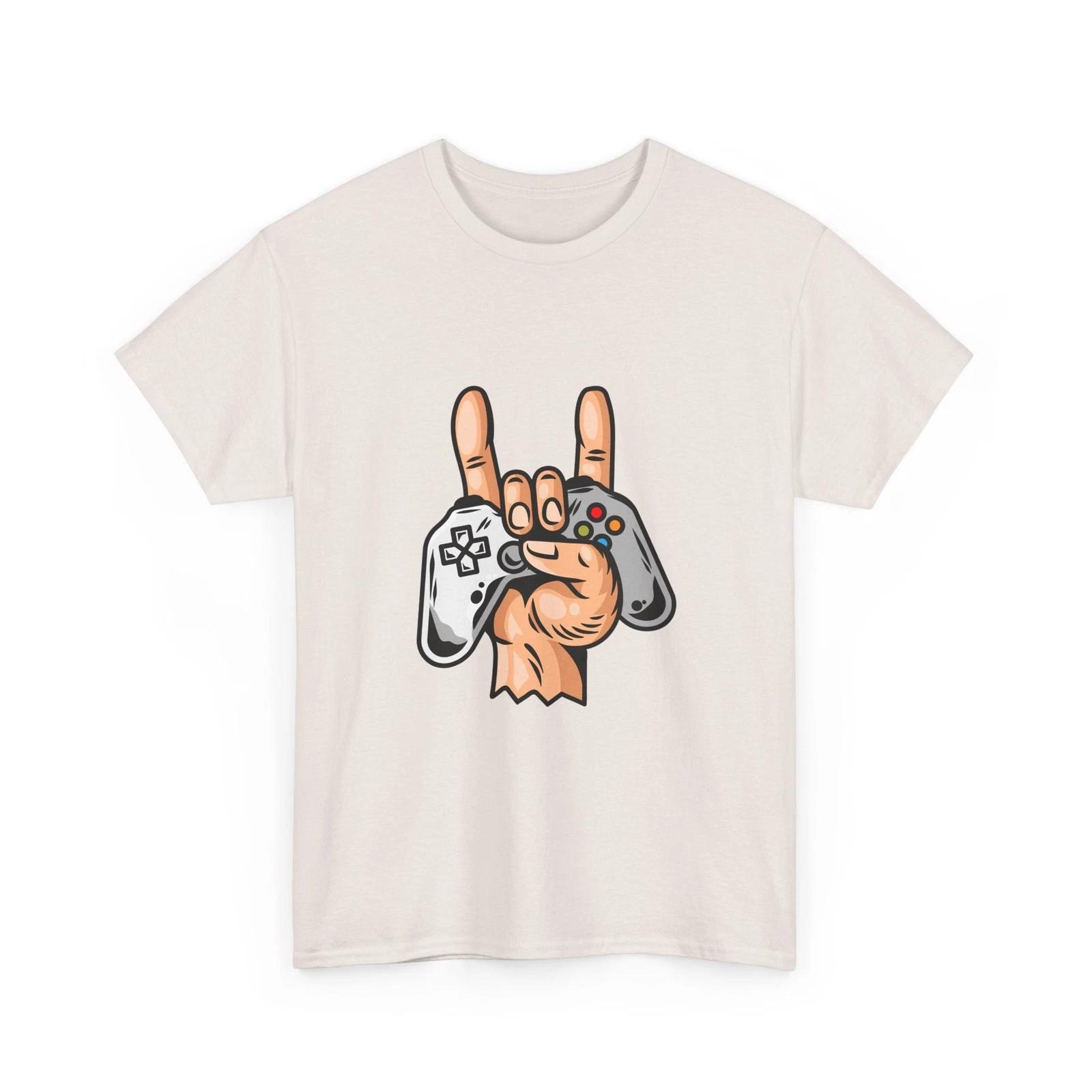 Gamer Hand Rock On Tee | Video Game Controller Graphic Shirt, Cool Tee, Cotton 4XL