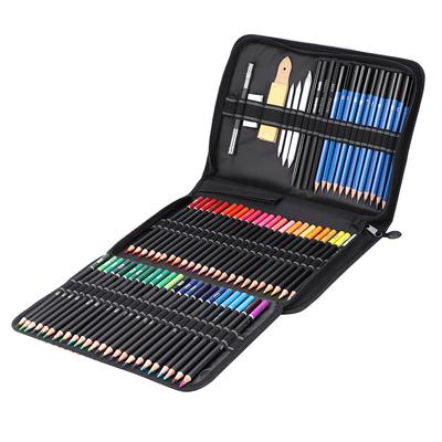 95ks Sada nástrojů pro uměleckou malbu a skicování s barevnými tužkami, grafitovými tužkami, uhlovými tužkami a gumou