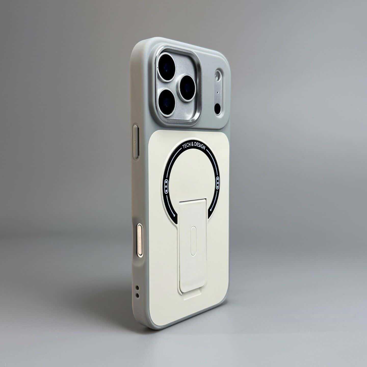 

iPhone 17 Pro Max Case with Integrated Stand - Dual-Tone Protective Cover 15 Pro белый