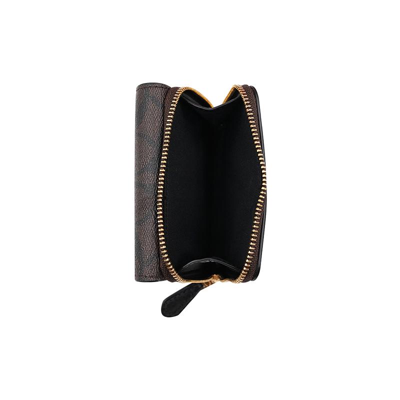 Coach Trifold Wallet 10 Short Leather Clutch Wallet Women's Dark Brown