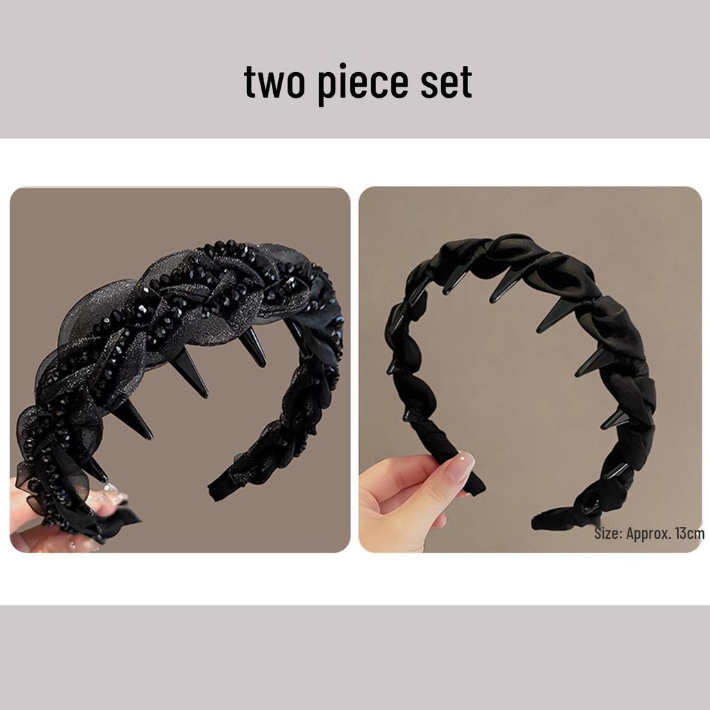 2025 Hoher Krone Schwarzes Netz Strass Stirnband - Feminines Luxus Haaraccessoire