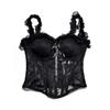 Top Corsetto da Donna in Pizzo con Fiocco, Zip, Spalline Staccabili, Bustier Sexy