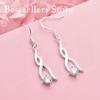 Exquisite 925 Sterling Silver Twisted and Wrapped Zirconia Earrings for Women - Fashionable Party Gifts and Wedding Accessories