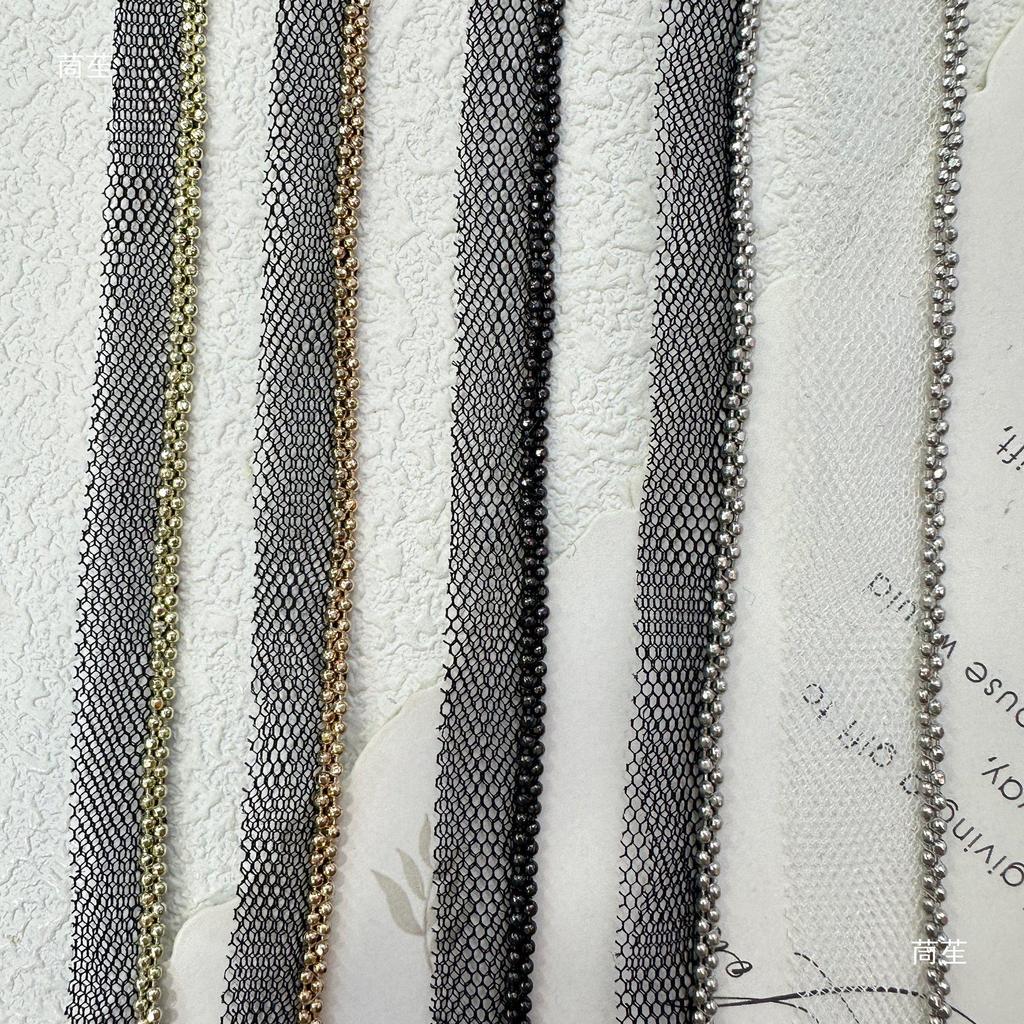 Double Row Bead Chain Metal Mesh Lace for DIY Sewing: Collar, Clothing & Pants Decoration