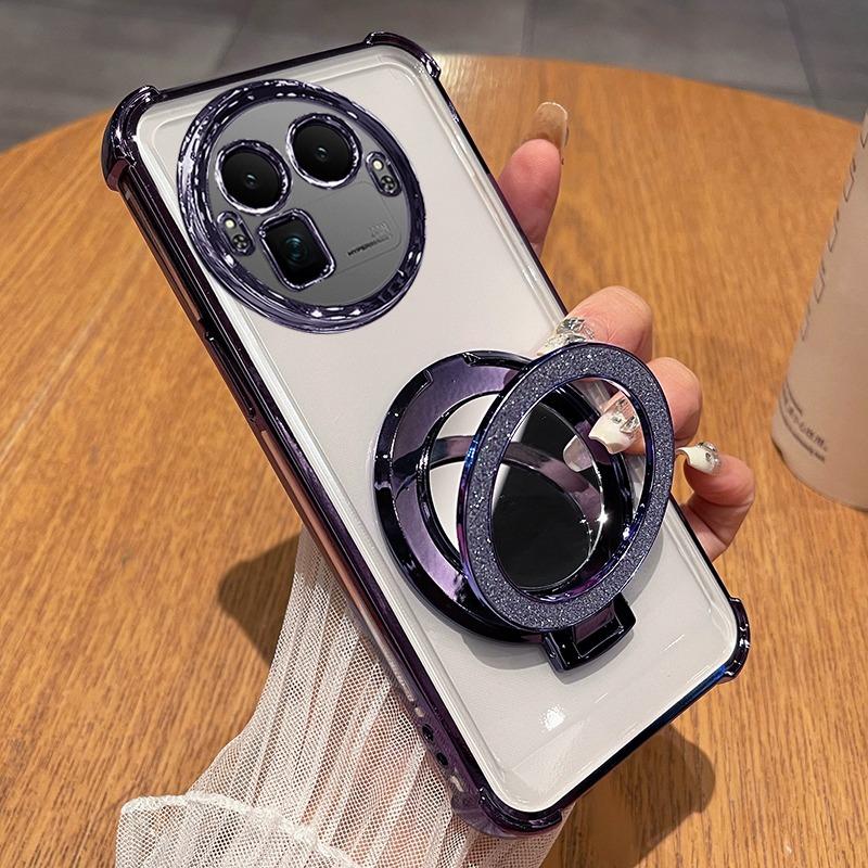 Transparent Plating Glitter Stand Case for Realme GT 8 Pro Fundas for Realme GT8 8pro Four-corner Shockproof Soft Silicone Cover