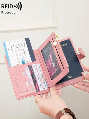 Airplane Pattern Passport Bag Multi Functional ID Card Bank Card RFID Passport Clip PU Leather Wallet Cover Travel Accessories