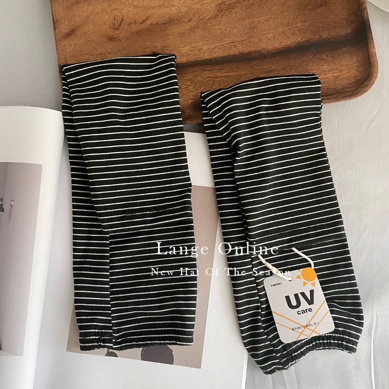 

Natural Japanese Style Stripe All-Match Women Viscose Fiber Sun-Protection Oversleeves Black All yards