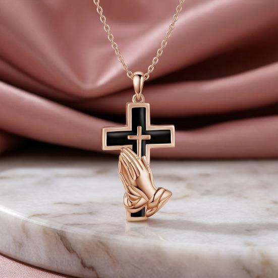 Stainless Steel Pendant Shape Openable Wear-Resistant Commemorative Necklace Praying Hands Design Necklace Pet