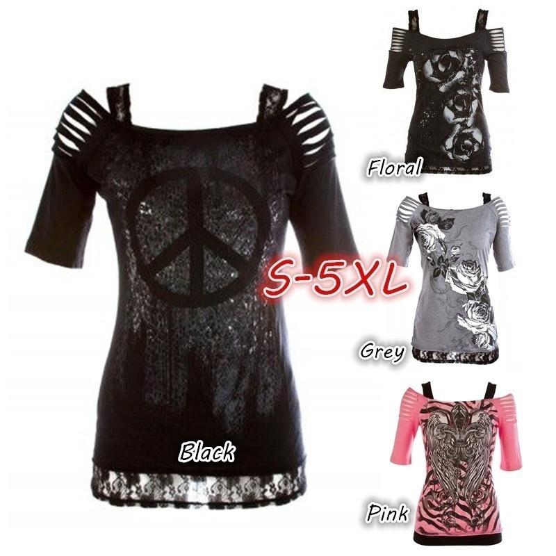 Buy Women Sexy Off Shoulder Short Sleeve T-shirt Floral Print Tops Lady ...