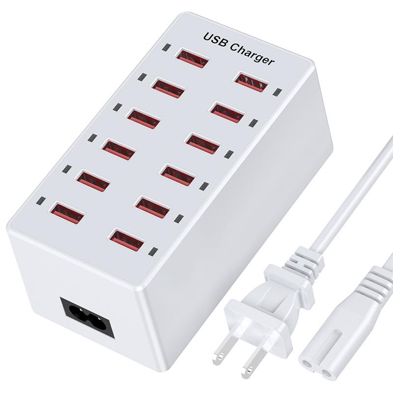 12-Port USB Charger, 60W Fast Charging Station, Multi-Port Power Strip, Compatible with Apple & More