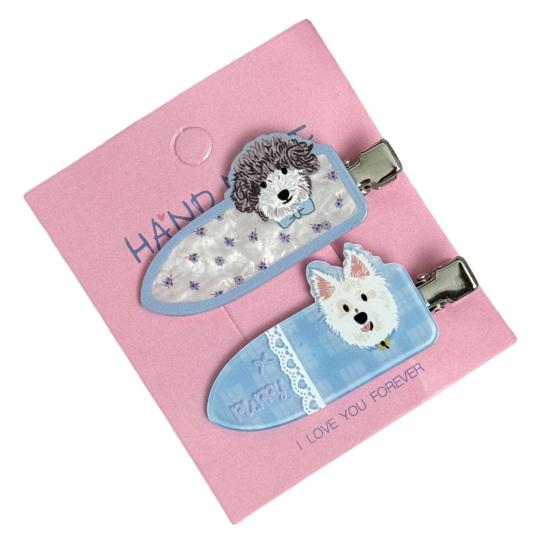 1 Pair Cartoon Dog Acrylic Hair Clips Non-Slip Bangs Side Hair Clamp Puppy Decorative Hairpin Women Girls Hair Accessories