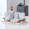 Bathroom Accessories Set Ceramic Tooth Brush HolderSoap Dish Soap Dispenser Gargle Cup European Style Bathroom Set Wedding Gift
