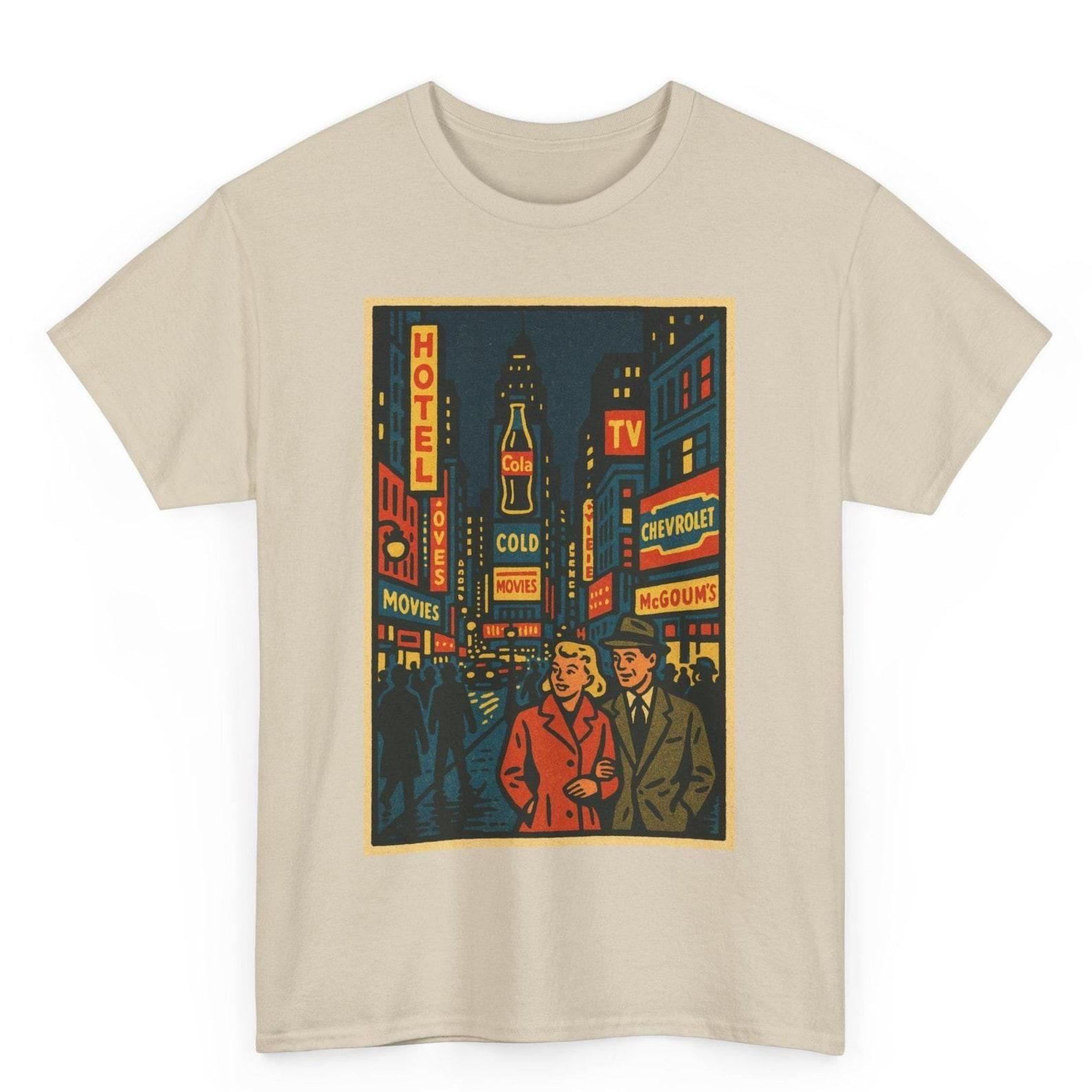 Times Square T Shirt Unisex | Retro Comic Style NYC Street Tee | Vintage City Lights Graphic | Gift for Travelers & Urban Dreamers 3XL