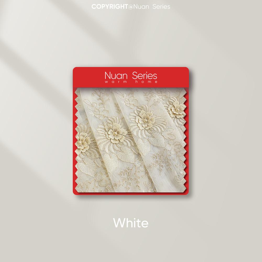 

1 шт. серия Nuan, европейская роскошная вышитая прозрачная занавеска из тюля белого цвета для гостиной, спальни, украшения окна, домашнего декора W100cm x L260cm белый