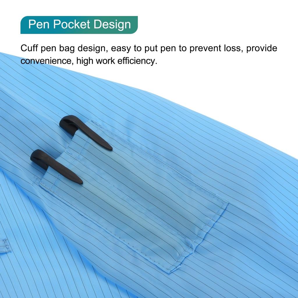 uxcell ESD Lab Coat, Anti-Static Clothing, Science Jacket with Cuffs and Pelvis, Uniform, Unisex (Blue, Large)