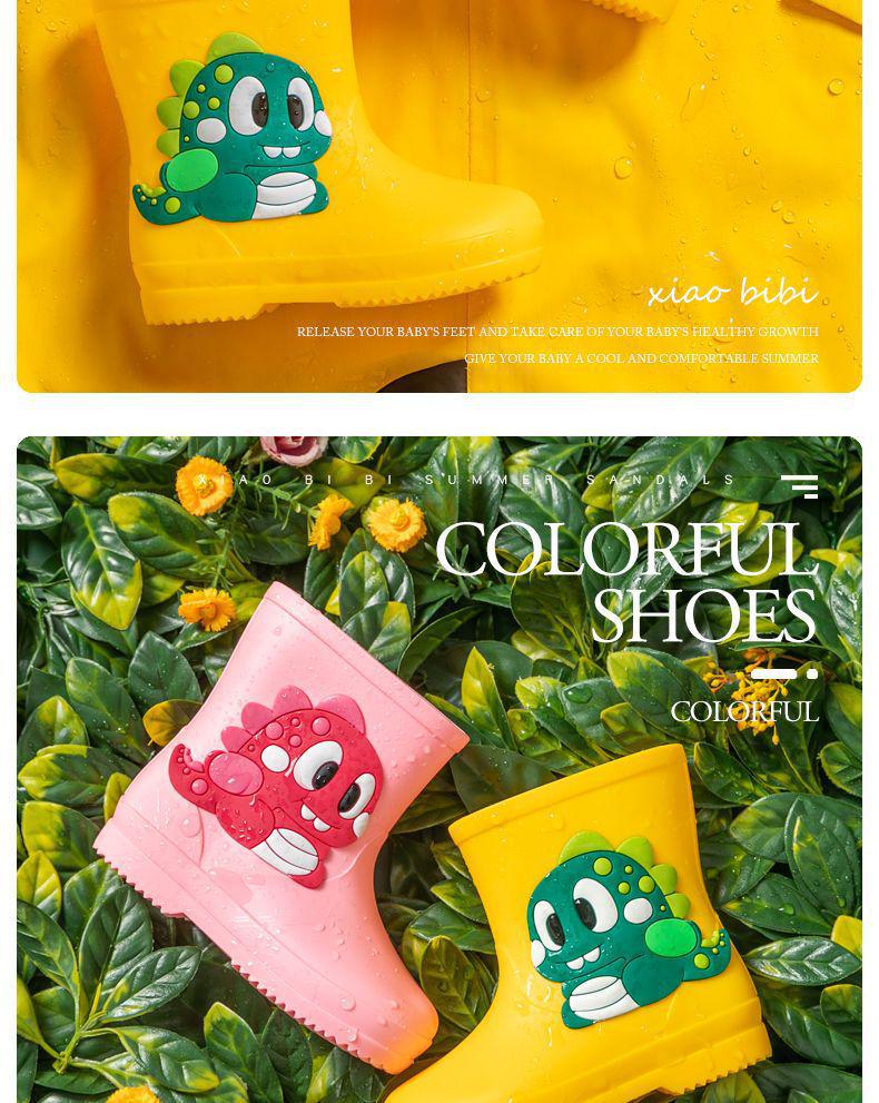 Cartoon Baby Non-Slip Waterproof Rubber Rain Boots - Cute Toddler Shoes